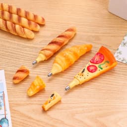 Novelty Bread Ballpoint Pen Magnetic Pizza Croissant Baguette Black Color Ink Roller Ball Pens Fridge Magnet School Gift F745