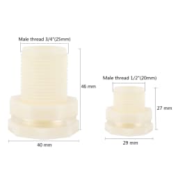 1/2" 3/4" ABS Plastic Water Tank Connector with PVC Ball Valve Fish Tank Aquarium Outlet Bucket Connector Drain Pipe Fitting