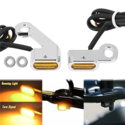 Motorcycle Mini LED Turn Signals Indicators Running Blinker Amber Light With E Mark Handle Grip Lamp For Harley Softail Touring