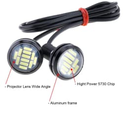 DC 12V 18W Eagle Eye LED 23mm Hawkeye Reverse Backup Light High Power White Car Fog Round DRL Bulb Reverse Parking Signal Lamps