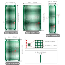 20 Pcs Double Sided PCB Board ( 2X8 3X7 4X6 5X7 ) Tinned FR4 Prototype Kit Printed Universal Circuit Perfboard for DIY Soldering