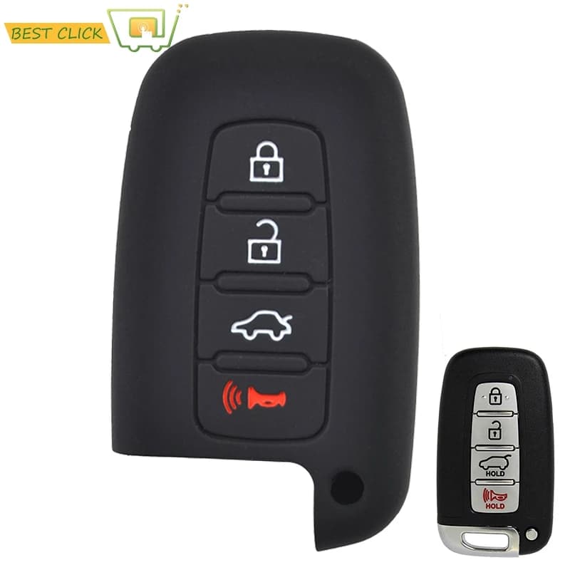 Silicone Key Case Cover For Hyundai Azera/Grandeur Elantra Genesis I30 Sonata Equus Tucson Volester Keyless Fob Shell Protector