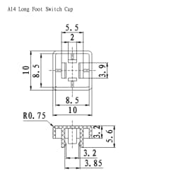 50 Set A14 10x10x5.6mm Long feet Key Caps + Transparent Cover Button Cap Hat Adaptable For 12*12*7.3mm Square Head Touch Switch
