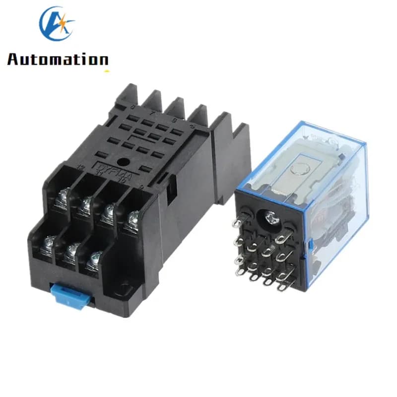 1set MY4NJ 14PIN 4DPDT Electronic Micro Mini Electromagnetic Relay 5A Coil With PYF14A Socket Base DC12V DC24V AC110V 220V 380V