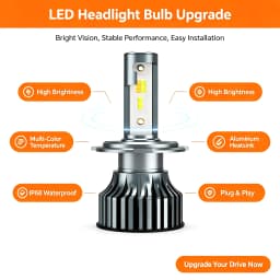 Heyword H4 LED H7 3 Color Changing Car Headlights Fog Lights 3000K 4500K 6500K Flash 80W Auto Lights 2 PCS H1 H3 H11 9005 H13