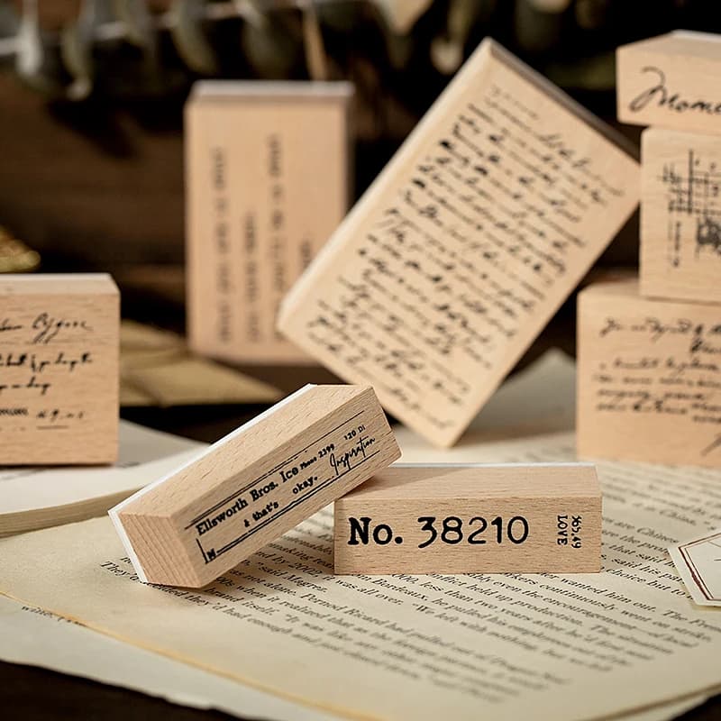Yoofun 8 Designs Number Symbol Blank Lattice Love Letter Wooden Rubber Stamp for Scrapbooking Deco Craft Escolar Standard Seal
