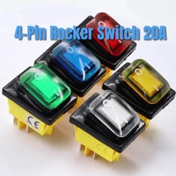 ON-OFF 20A/250V Heavy Duty 4 Pin DPST IP67 Sealed Waterproof T85 Auto Boat Marine Toggle Rocker Switch with LED 12V 220V 30x22