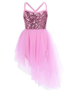 ChicTry Sequins Girls Ballet Tutu Dress Kids Children Tulle Ballet Dance Gymnastics Leotard Dress for Performance Dancewear