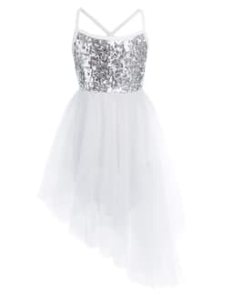 ChicTry Sequins Girls Ballet Tutu Dress Kids Children Tulle Ballet Dance Gymnastics Leotard Dress for Performance Dancewear