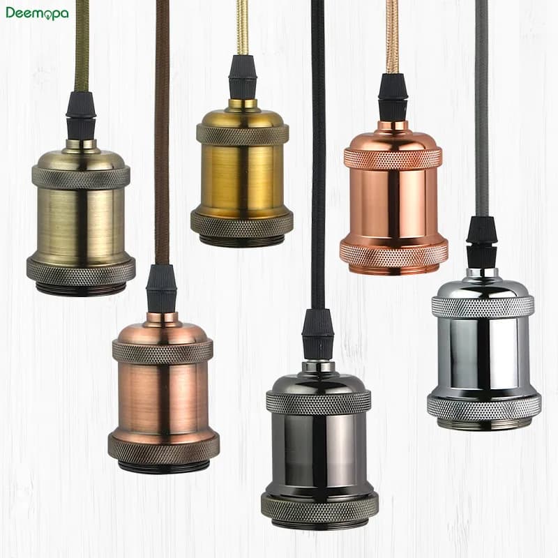 Vintage Lamp Socket Edison Screw Lamp Holder E27 E26 Bulb Bases Edison Light Bulb 90-265V Industrial Hanging Lamp Home For Decor