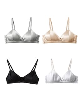SuyaDream Women Wire Free Silk Bras Natural Silk Lining 3/4 Cups Everyday wear Bra 2025 Underwear Silver Intimates