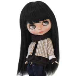9-10 inch Blyth Wig Long Straight Black Hair