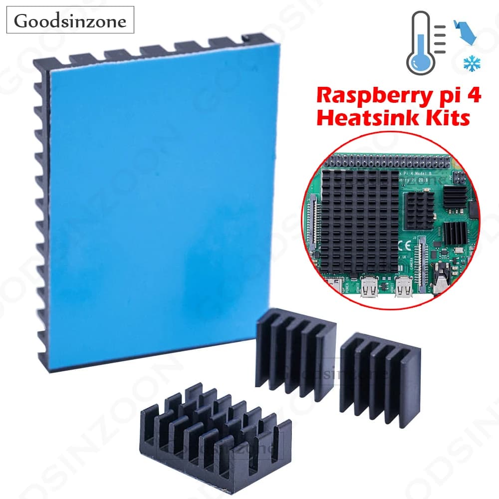 4Pieces/Lot Raspberry Pi 4 B Heatsink, Raspberry Pi Heatsink Aluminum Heatsink with Thermal Tape for Raspberry Pi 4 Model B