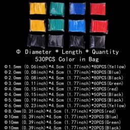 2:1,Heat Shrink Tubing,127-850 PCS,Insulated Polyolefin Sheathed,Electronic DIY Kit,Electrical Connection Tubing,Cable Sleeves