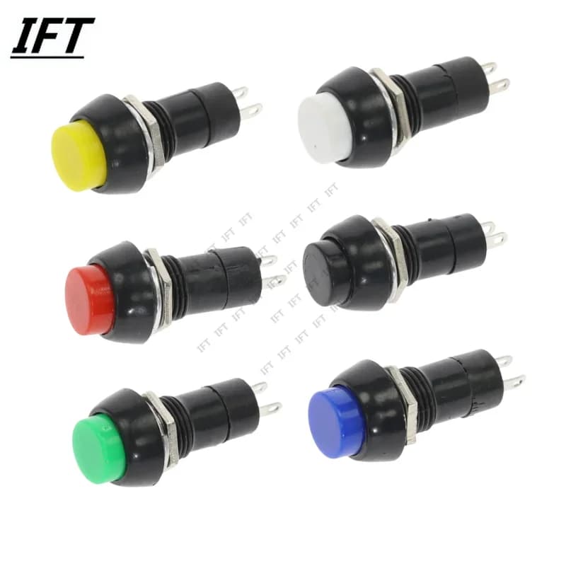 6PCS PBS-11A PBS-11B 12mm self-locking / Self-reset Plastic Push Button Switch Latching Momentary Switchs 3A 250V AC 2PIN 6Color