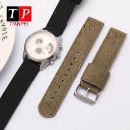 Thickened canvas watch belt for SEIKO 5/casio/citizen 18mm 20mm 22mm watch strap sports ventilation men's watch band comfortable