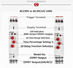 GEYA Multifunction Timer Relay 12V 24V 220V-Adjustable 10 Functions & 10 Time Ranges with CE CB
