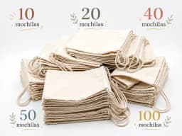 Pack 10 20 40 50 100 Mochilas Tipo Saco De Algodón Natural ECO 45x39cm - Mochilas De Tela Reutilizables Para Pintar, Manualidades Y Excursiones - Mochilas Ecológicas Con Cierre De Cordón