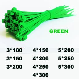 GREEN 100pcs Nylon Wire Ties Fasten Loop Self-Lock cable ties Plastic Nylon Wire ties Cable Zip Ties 3*100 3*150 3*200 4*150