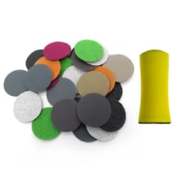1 Pcs 1 Inch Hand Sanding Block / 5 Pcs 1 Inch Hand Sanding Block + 50 Pcs 1 Inch 25MM Sanding Disc Sandpaper Hook Loop Mixed