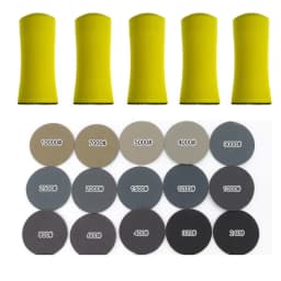 1 Pcs 1 Inch Hand Sanding Block / 5 Pcs 1 Inch Hand Sanding Block + 50 Pcs 1 Inch 25MM Sanding Disc Sandpaper Hook Loop Mixed