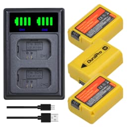 DuraPro 2160mah NP-FW50 NP FW50 Battery + USB Dual Charger for Sony A6000 A6400 A6300 A6500 A7 A7II A7RII A7SII A7S A7S2 A7R
