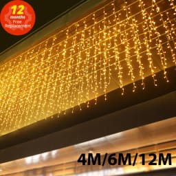 4/6/12M LED Icicle String Lights Fairy Light Christmas Garland 220V Outdoor Decoration Led Curtain For New Year Wedding Party