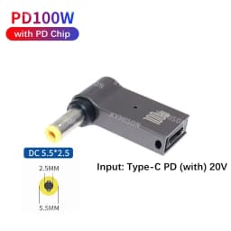 100W USB Type C Female to 5.5x2.5mm Plug Converter Laptop Power Adapter Connector USB C Fast Charging Cable for Laptop Charger