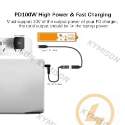 100W USB Type C Female to 5.5x2.5mm Plug Converter Laptop Power Adapter Connector USB C Fast Charging Cable for Laptop Charger