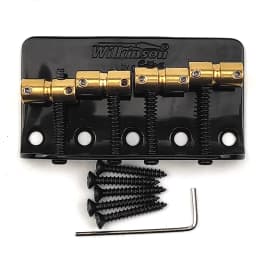 WBBC Bass Guitar Bridge Wilkinson Brass Saddles in Chrome Black or Gold