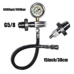 HPA DIN300 Cylinder Decanting / Equalising Fill Station with Pressure Hose and Pressure Gauge, 232bar or 300Bar, Gas Transfer