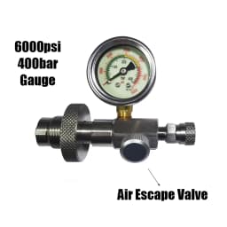 HPA DIN300 Cylinder Decanting / Equalising Fill Station with Pressure Hose and Pressure Gauge, 232bar or 300Bar, Gas Transfer