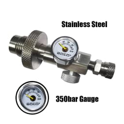 HPA DIN300 Cylinder Decanting / Equalising Fill Station with Pressure Hose and Pressure Gauge, 232bar or 300Bar, Gas Transfer