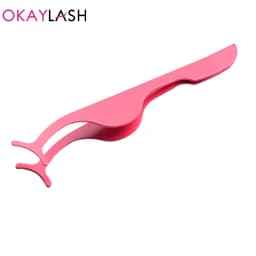 OKAYLASH Stainless Gold False Eyelash Tweezers Rose Gold Fake Eye Lash Extension Multi Color Applicator Clamp Private Label
