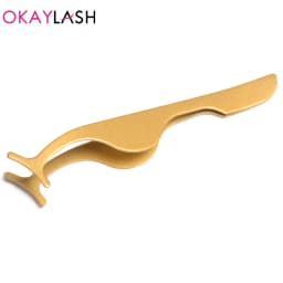 OKAYLASH Stainless Gold False Eyelash Tweezers Rose Gold Fake Eye Lash Extension Multi Color Applicator Clamp Private Label