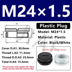 10pcs Hole Cap Plastic Plug IP68 Waterproof Nylon Thread Hole Plug M20*1.5 Black Grey Hole Cap Sealing Cover With Rubber