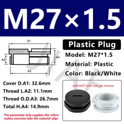 10pcs Hole Cap Plastic Plug IP68 Waterproof Nylon Thread Hole Plug M20*1.5 Black Grey Hole Cap Sealing Cover With Rubber