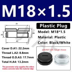 10pcs Hole Cap Plastic Plug IP68 Waterproof Nylon Thread Hole Plug M20*1.5 Black Grey Hole Cap Sealing Cover With Rubber