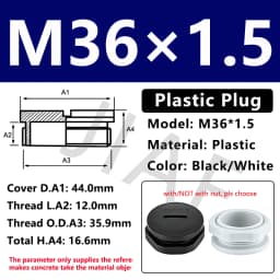 10pcs Hole Cap Plastic Plug IP68 Waterproof Nylon Thread Hole Plug M20*1.5 Black Grey Hole Cap Sealing Cover With Rubber