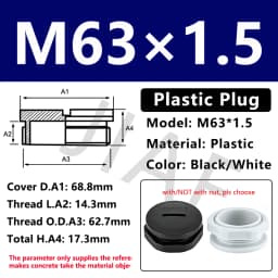 10pcs Hole Cap Plastic Plug IP68 Waterproof Nylon Thread Hole Plug M20*1.5 Black Grey Hole Cap Sealing Cover With Rubber