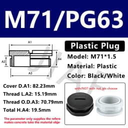 10pcs Hole Cap Plastic Plug IP68 Waterproof Nylon Thread Hole Plug M20*1.5 Black Grey Hole Cap Sealing Cover With Rubber