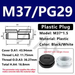10pcs Hole Cap Plastic Plug IP68 Waterproof Nylon Thread Hole Plug M20*1.5 Black Grey Hole Cap Sealing Cover With Rubber
