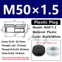 10pcs Hole Cap Plastic Plug IP68 Waterproof Nylon Thread Hole Plug M20*1.5 Black Grey Hole Cap Sealing Cover With Rubber