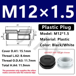 10pcs Hole Cap Plastic Plug IP68 Waterproof Nylon Thread Hole Plug M20*1.5 Black Grey Hole Cap Sealing Cover With Rubber