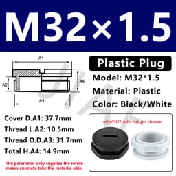 10pcs Hole Cap Plastic Plug IP68 Waterproof Nylon Thread Hole Plug M20*1.5 Black Grey Hole Cap Sealing Cover With Rubber