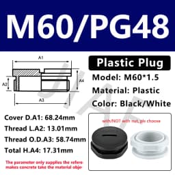 10pcs Hole Cap Plastic Plug IP68 Waterproof Nylon Thread Hole Plug M20*1.5 Black Grey Hole Cap Sealing Cover With Rubber