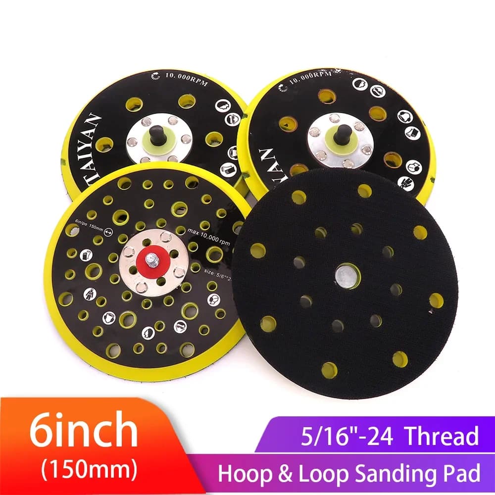 6"150mm 9/15/17/52Holes Sander Backing Pad Hook&Loop Sanding Pads with 5/16"-24 Thread Dust Free Sanding Disc Holder for MIRKA