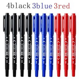 10Pcs/set Double Tip Art Black Blue ink Permanent Paint Marker Pen for Plastic Wood Stone Metal Glass Doodling Marking Graffiti