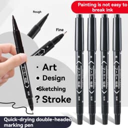 10Pcs/set Double Tip Art Black Blue ink Permanent Paint Marker Pen for Plastic Wood Stone Metal Glass Doodling Marking Graffiti