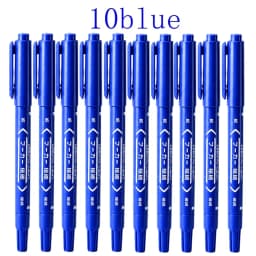 10Pcs/set Double Tip Art Black Blue ink Permanent Paint Marker Pen for Plastic Wood Stone Metal Glass Doodling Marking Graffiti